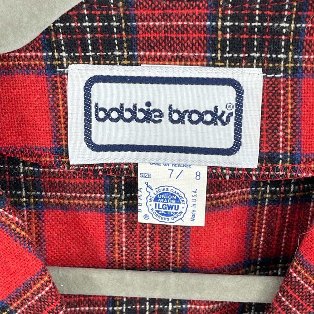Vintage Bobbie Brooks Union Made Skirt Set Red Plaid Size 7/8 Wool Blend - Picture 6 of 10